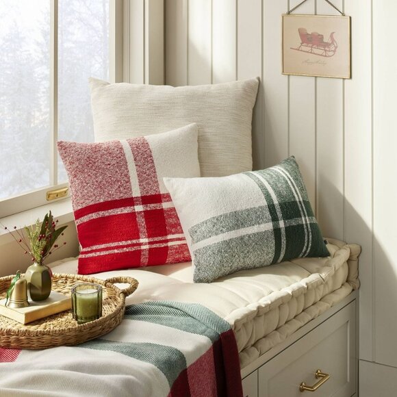 14x20 Block Plaid Lumbar Throw Pillow - Hearth & Hand Magnolia, Christmas 2023 - Picture 2 of 5